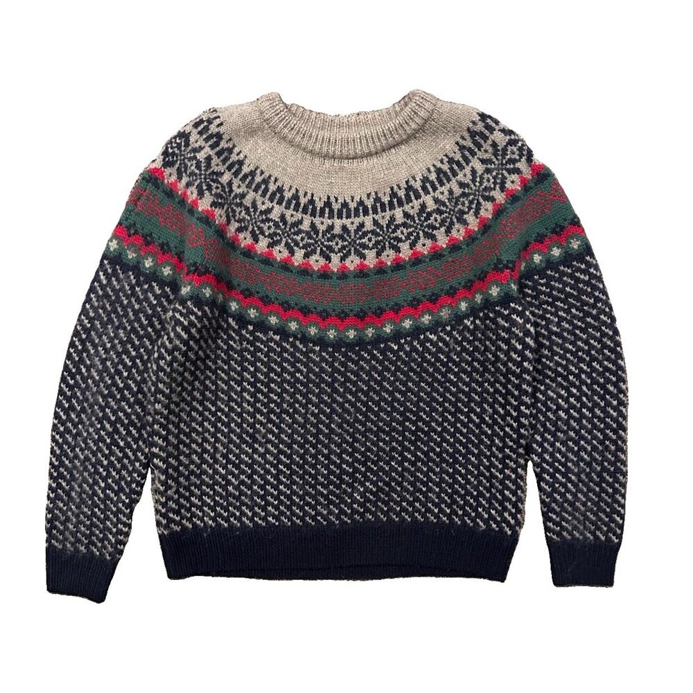 J. Crew 100% Wool Multicolor Fair Isle Knit Crewneck Sweater Men’s Size XL